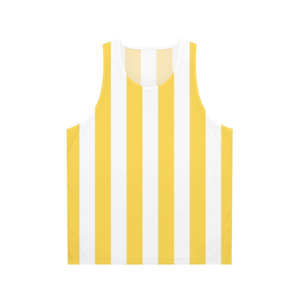 Yellow and white vertical striped unisex tank top