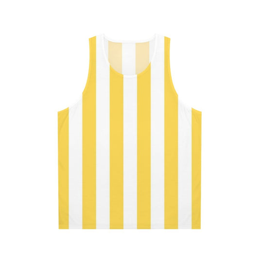 Yellow and white vertical striped unisex tank top