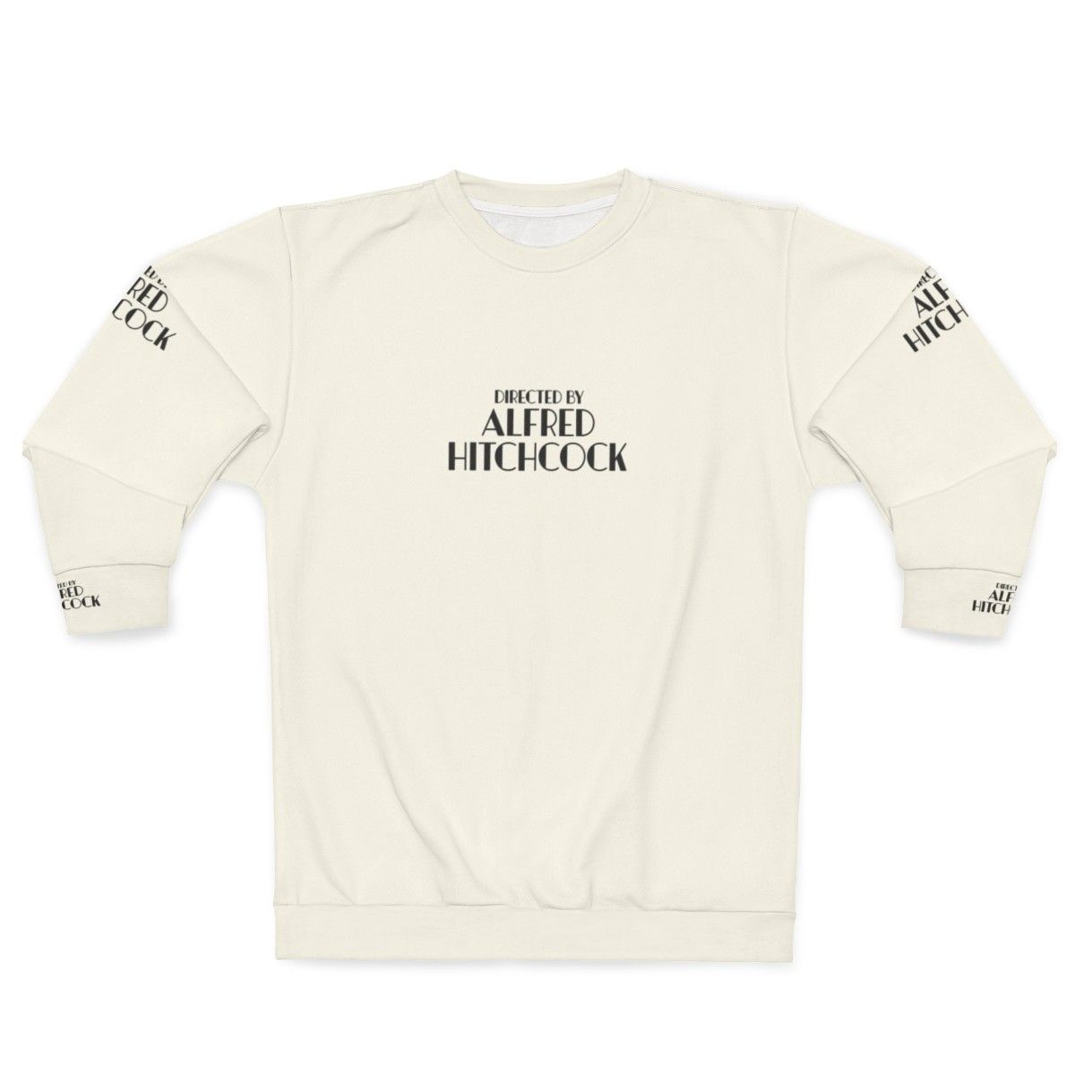 Alfred Hitchcock Sweatshirt featuring the renowned filmmaker's name and silhouette