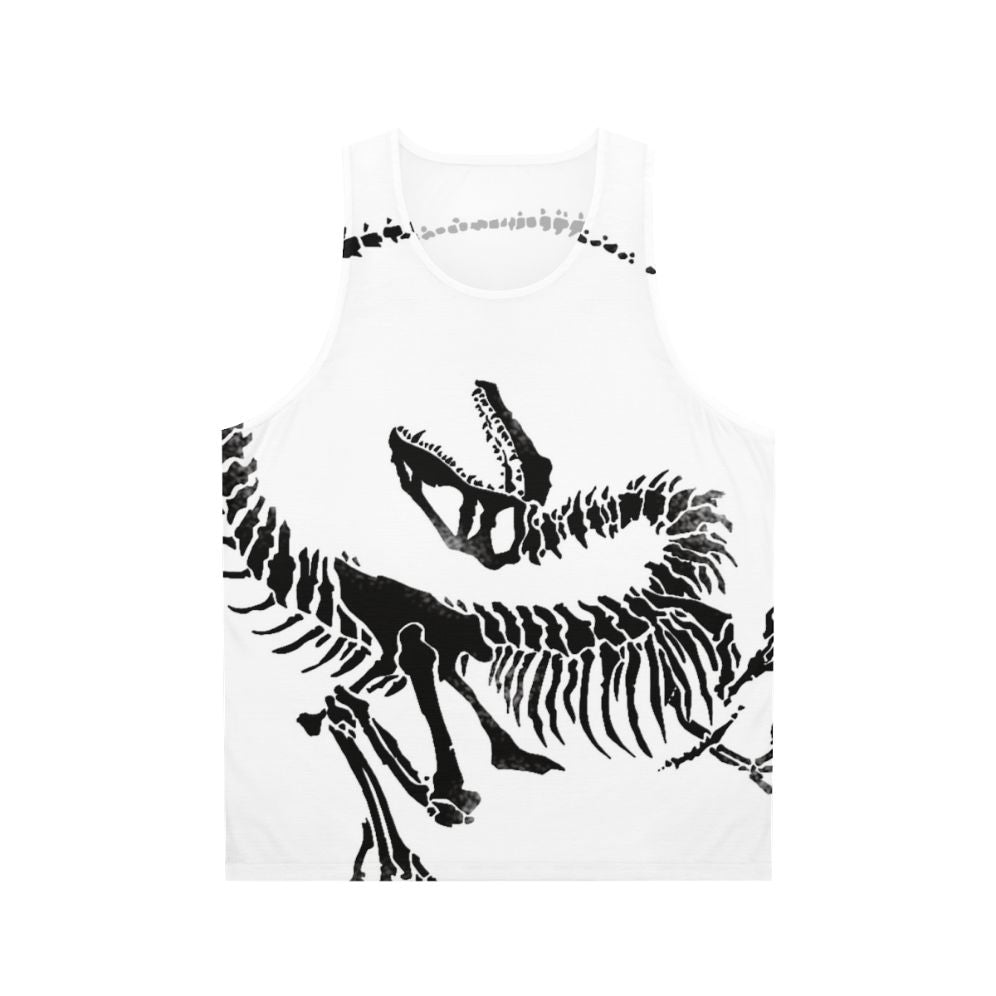 Velociraptor skeleton dinosaur bones print on unisex tank top