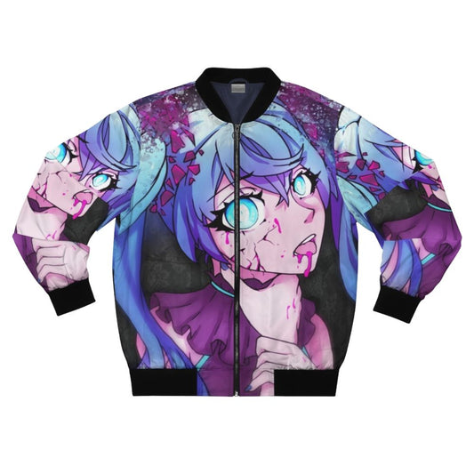 Hatsune Miku inspired anime style bomber jacket with neon lights and sparkles