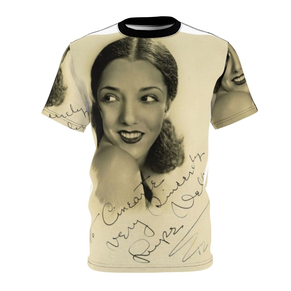 Vintage T-shirt featuring a signed portrait of classic movie star Lupe Velez