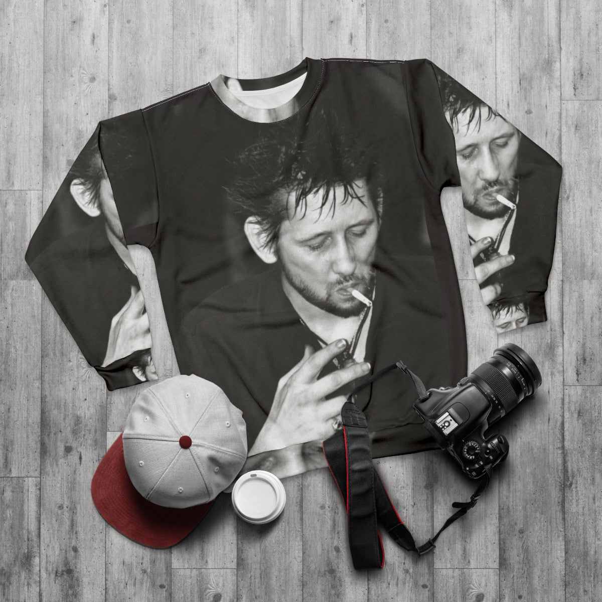 Shane Macgowan Smoking Punk Rock Sweatshirt - flat lay