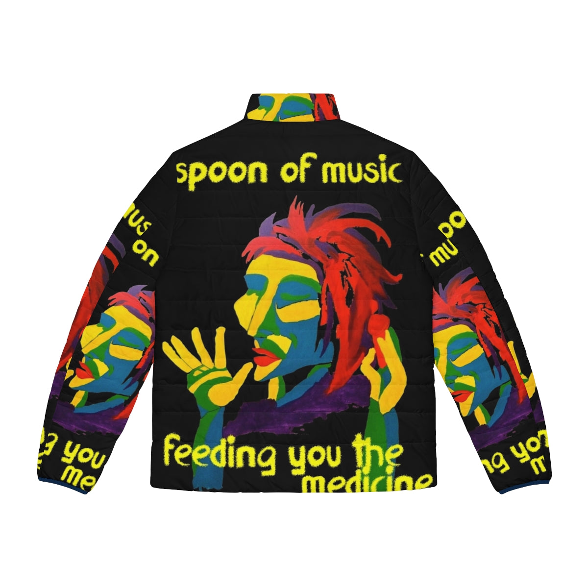 Spoon Of Music Puffer Jacket featuring a musical note design - Back