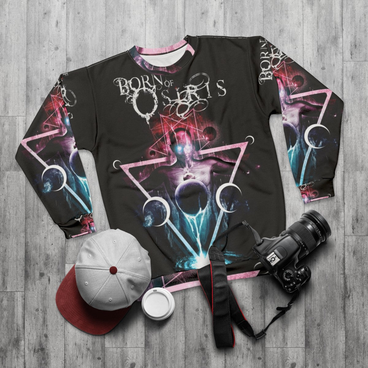 Born Of Osiris Abstract Chaos Metalcore Sweatshirt - flat lay