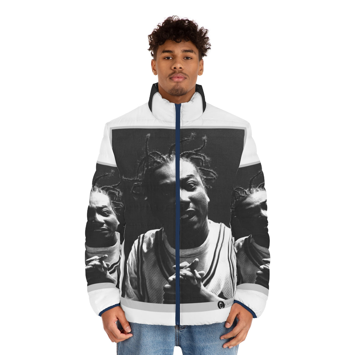 Odb portrait puffer jacket featuring the iconic image of rapper Ol' Dirty Bastard - men front