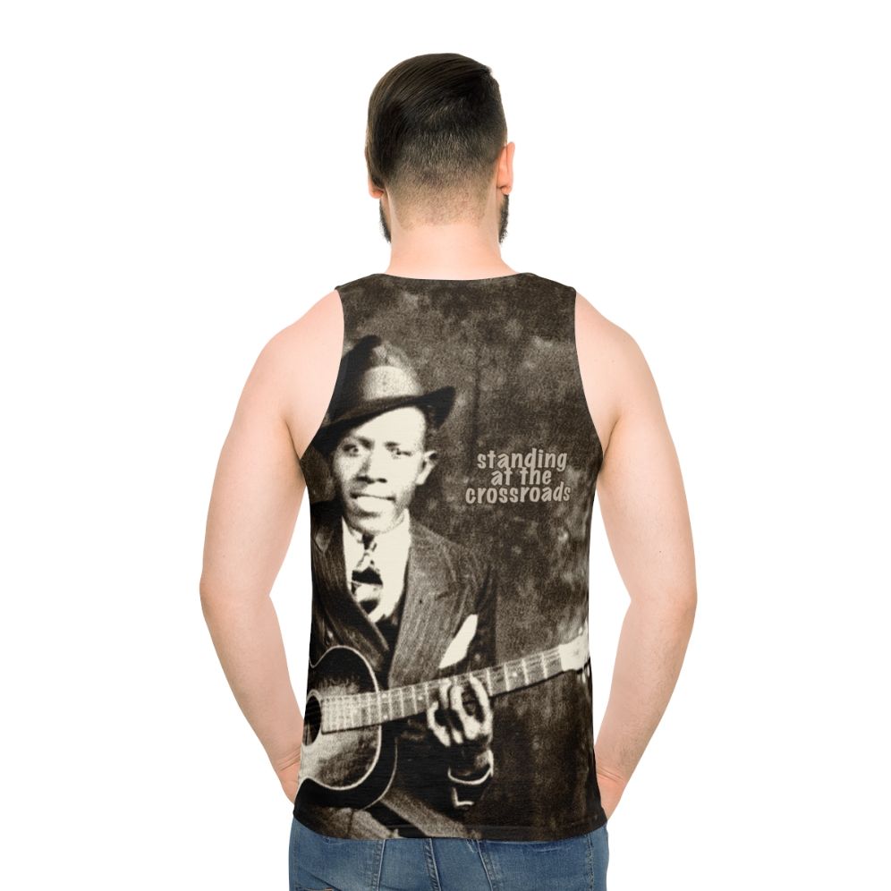 Blues guitar crossroads unisex tank top - men back