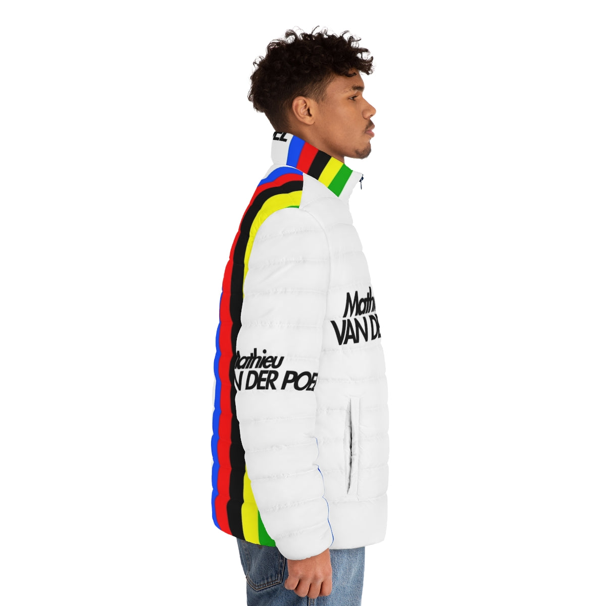 Mathieu Van Der Poel cycling puffer jacket for road, cyclocross, and mountain biking - men side right