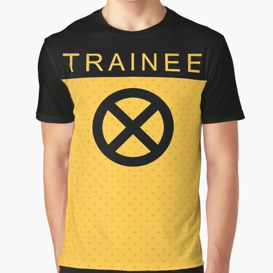 Deadpool Trainee X-Force graphic t-shirt with Deadpool, X-Force, and comic book inspired design.