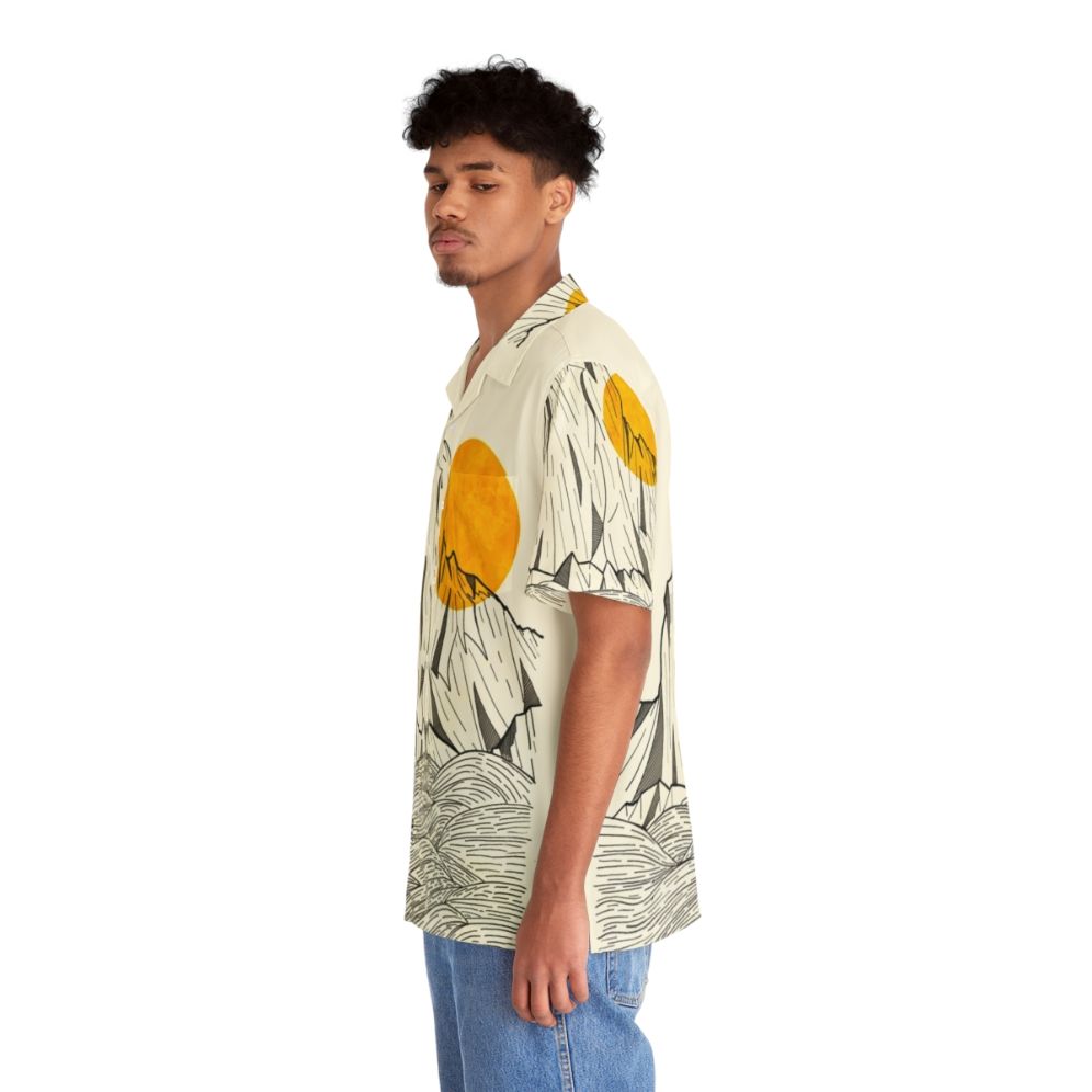 Vibrant Sun Cliffs Hawaiian Shirt with abstract nature and beach design - People Left