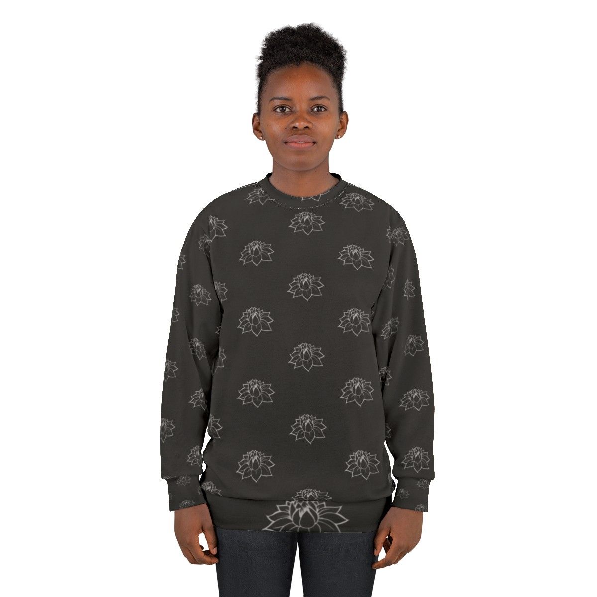 Lotus Yoga Sweatshirt with Meditation Inspired Lotus Blossom Design - women