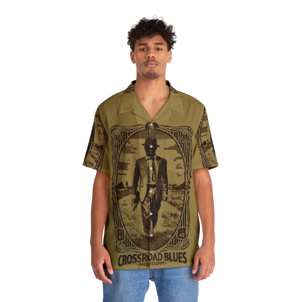 Crossroad Blues Hawaiian Shirt featuring Robert Johnson Delta Blues Guitar Music - People Front