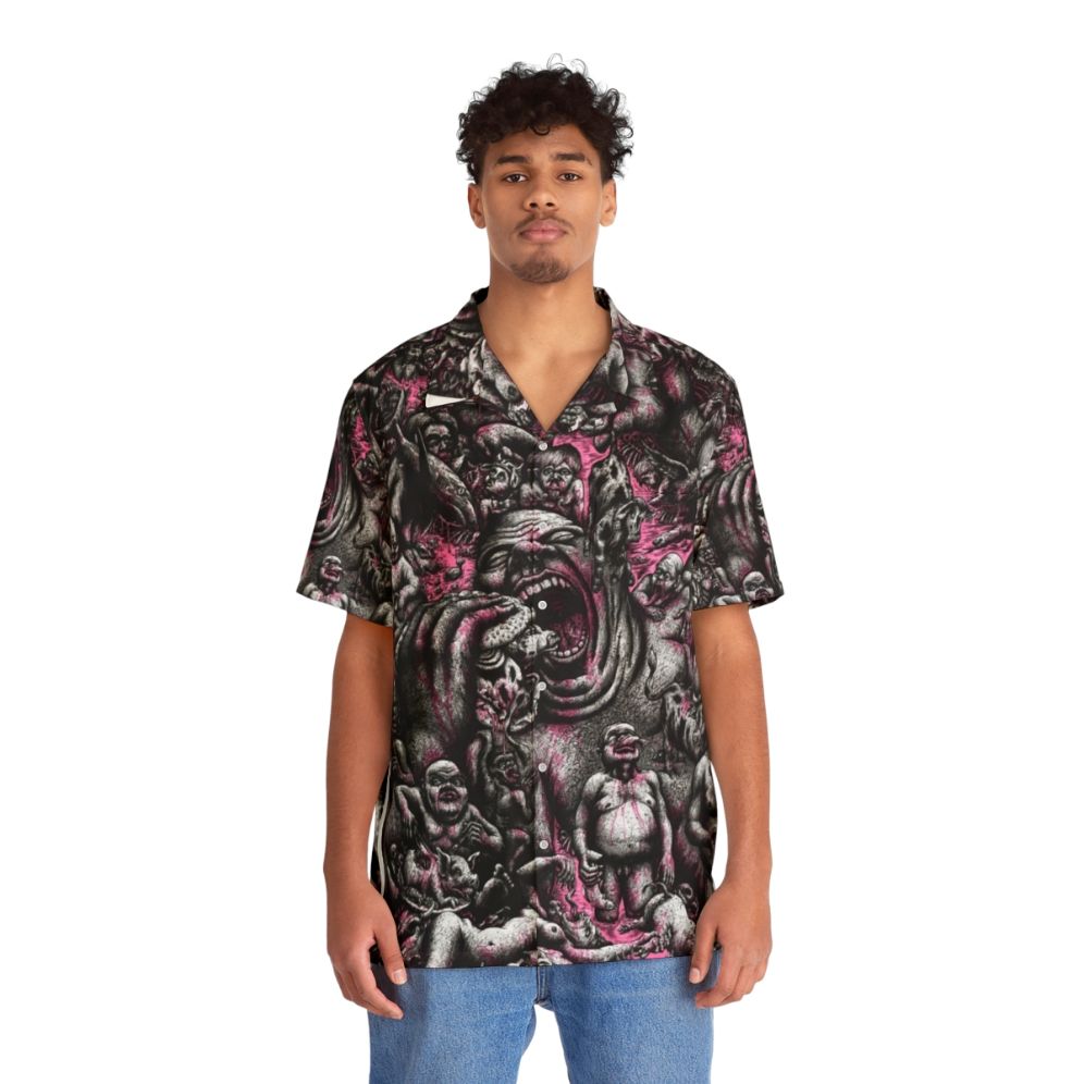 Bloody Hell Beef Hawaiian Shirt with Cutlery and Skull - People Front