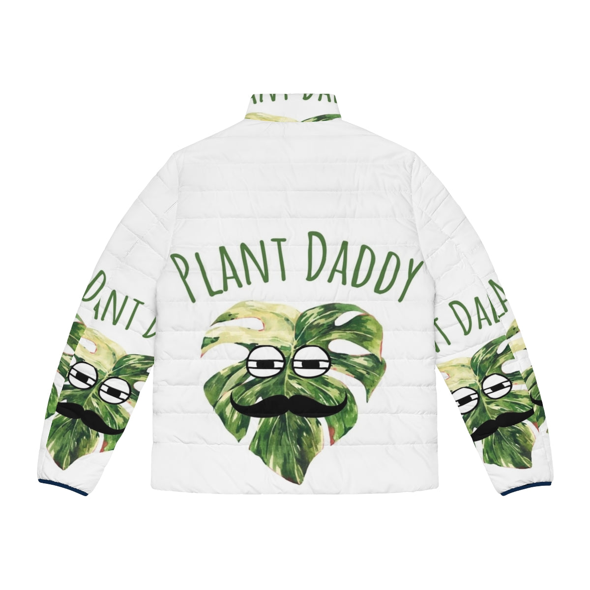 A cozy puffer jacket with a plant-themed design, perfect for the ultimate plant lover - Back