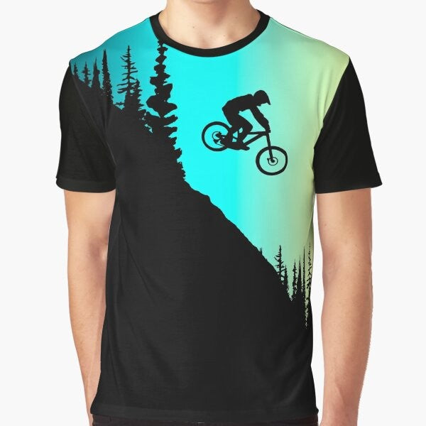 Mountain bike graphic t-shirt with vibrant colors