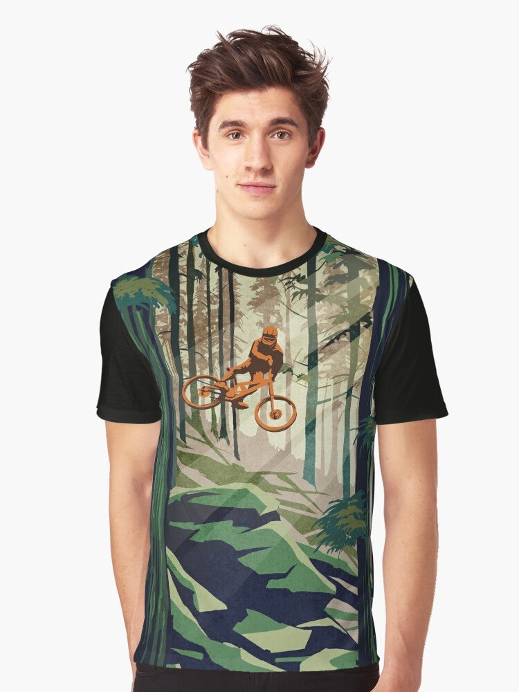 Graphic t-shirt with the text "MY THERAPY: Mountain Bike!" and retro mountain biking artwork - Men