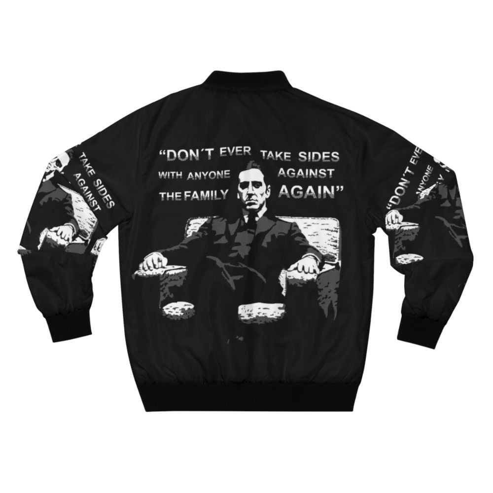 Michael Corleone inspired bomber jacket with iconic Godfather movie quote - Back