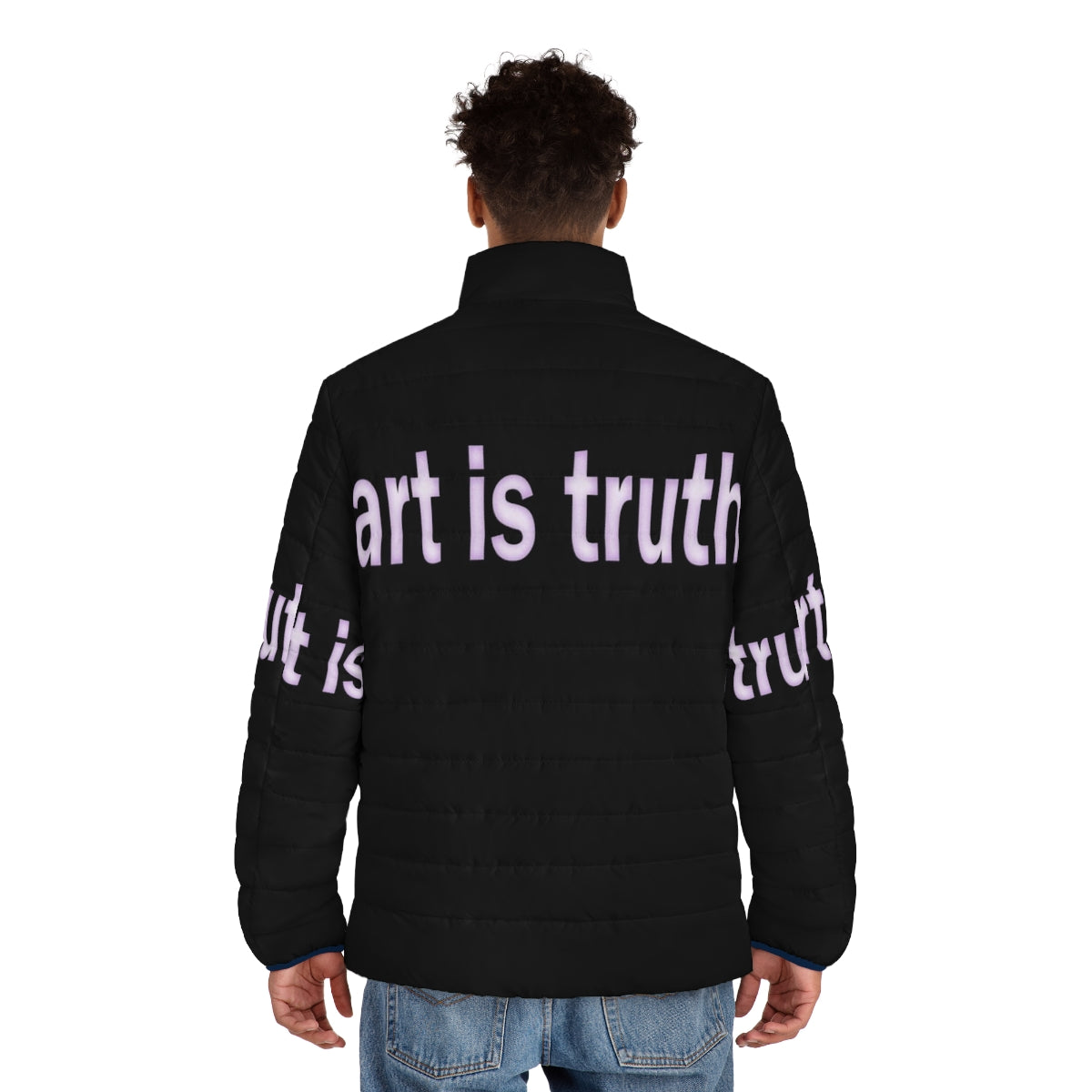 Steven Wilson inspired art is truth puffer jacket - men back