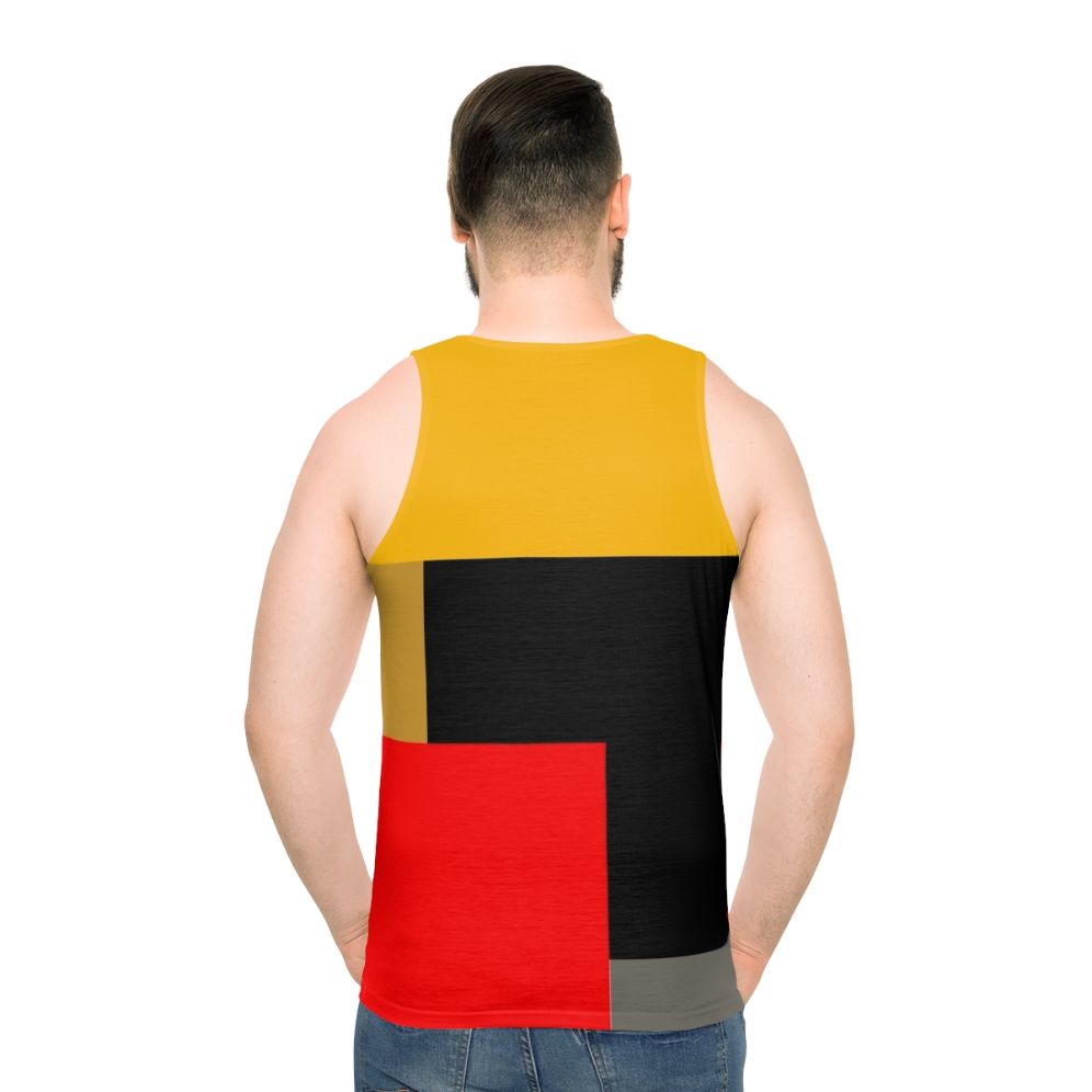 Warm unisex tank top with abstract geometric design - men back