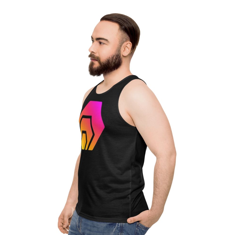 Hex Crypto Unisex Tank Top with Hexagon Logo - men side