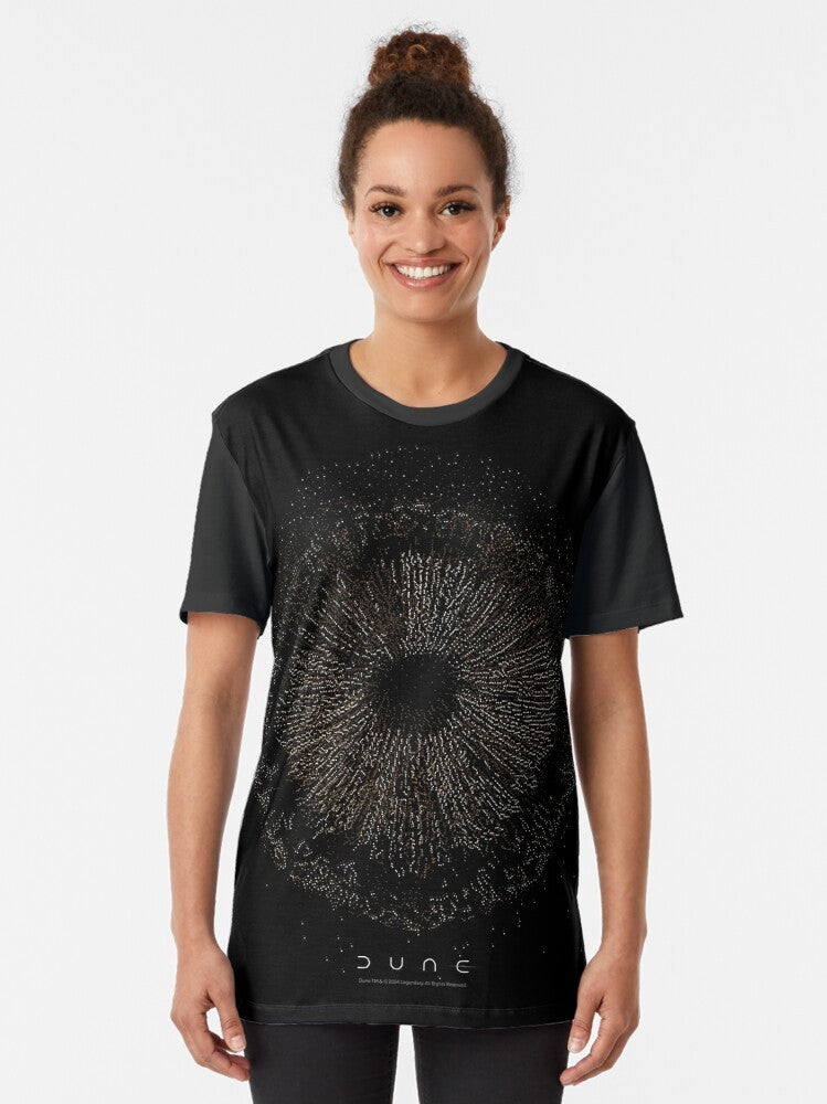 Graphic t-shirt depicting the mouth of a sandworm from the Dune sci-fi franchise - Women