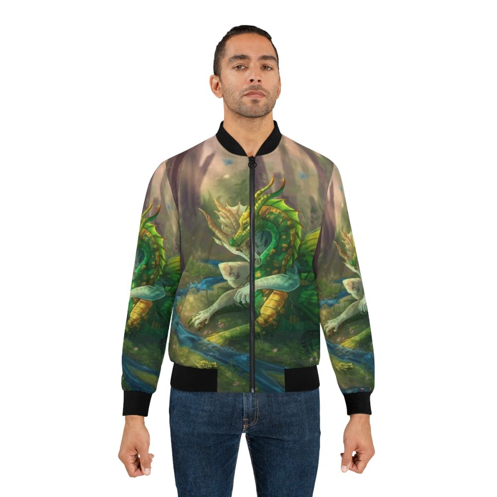 Wings of Fire Sundew and Willow Leafwing Bomber Jacket with fantasy dragon design - Lifestyle