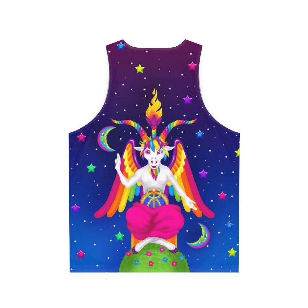 1990s neon rainbow baphomet unisex tank top - Back