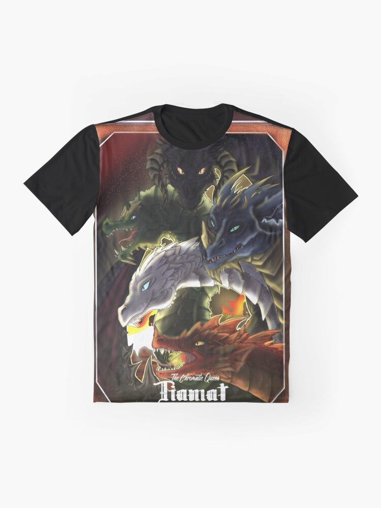 Tiamat, the Chromatic Dragon from Dungeons & Dragons, featured on a graphic t-shirt design - Flat lay