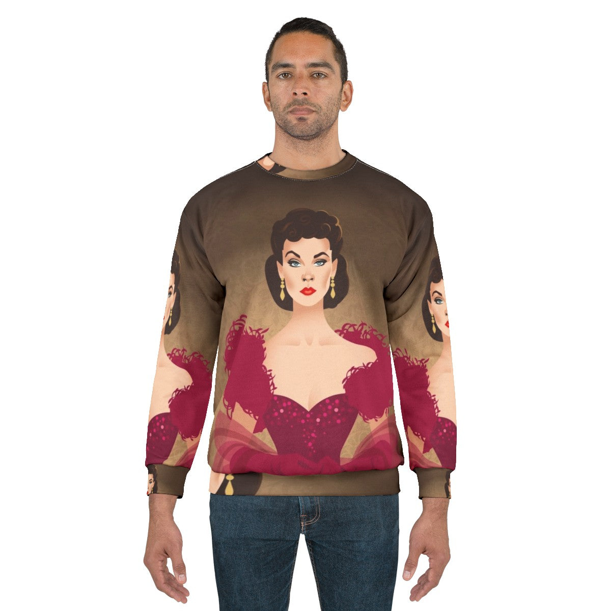 Burgundy dress sweatshirt with Alejandro Mogolloart design - men