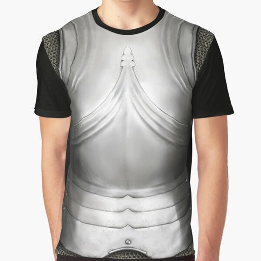 Gothic knight with cuirass design on graphic t-shirt