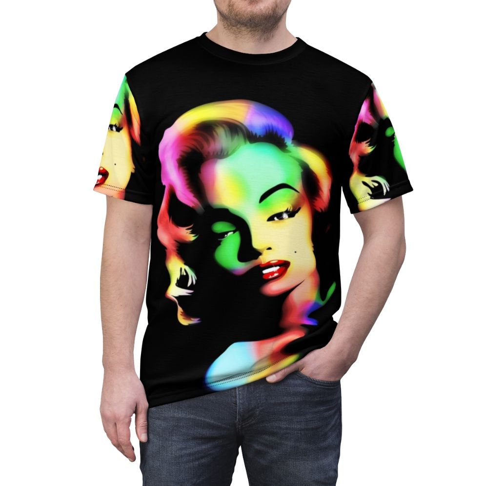 Marilyn Monroe inspired pop art t-shirt with rainbow colors - men front