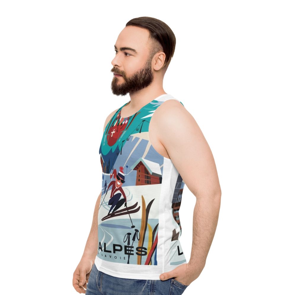 Les Alpes Ski Poster Unisex Tank Top - men side