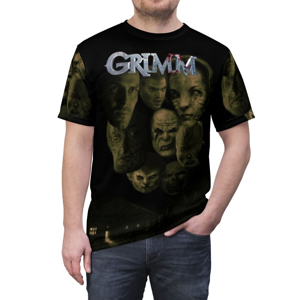 Grimm AOP T-shirt featuring characters and imagery from the popular TV show - men front