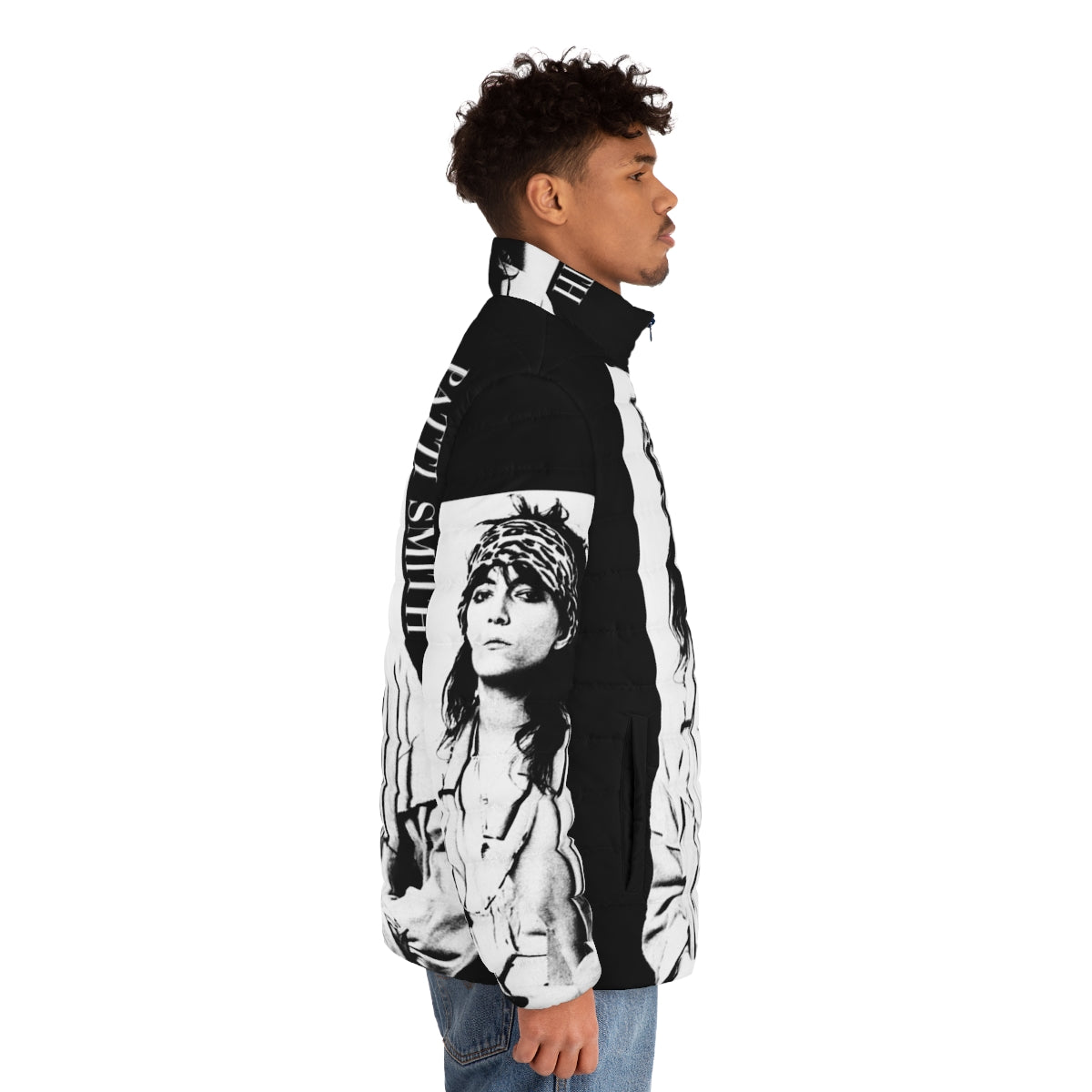 Patti Smith Retro Puffer Jacket featuring the iconic feminist musician - men side right