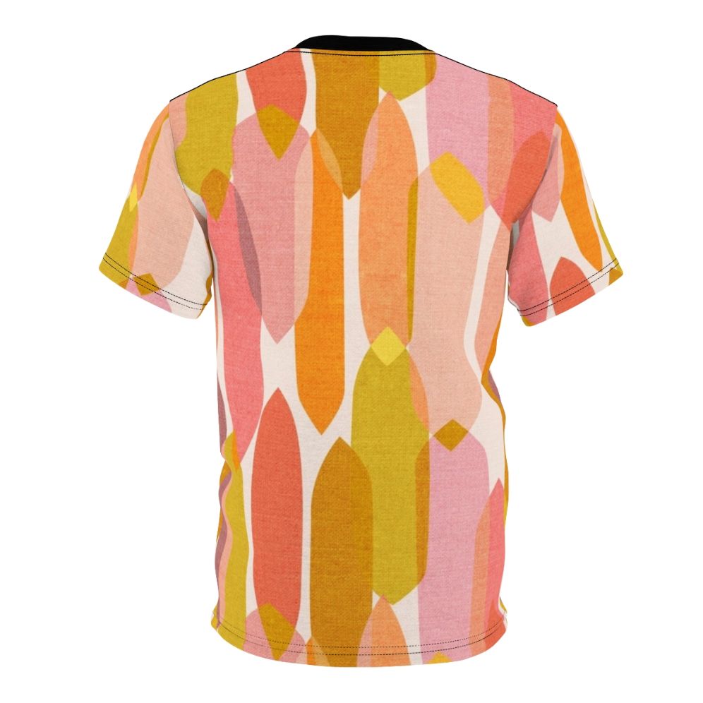 Colorful abstract mid century inspired t-shirt with a droplet pattern design - Back