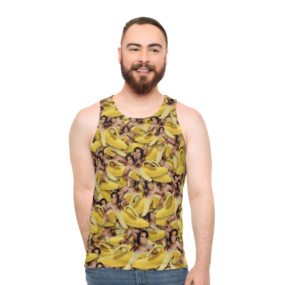 Nicolas Cage Banana Pattern Unisex Tank Top - men