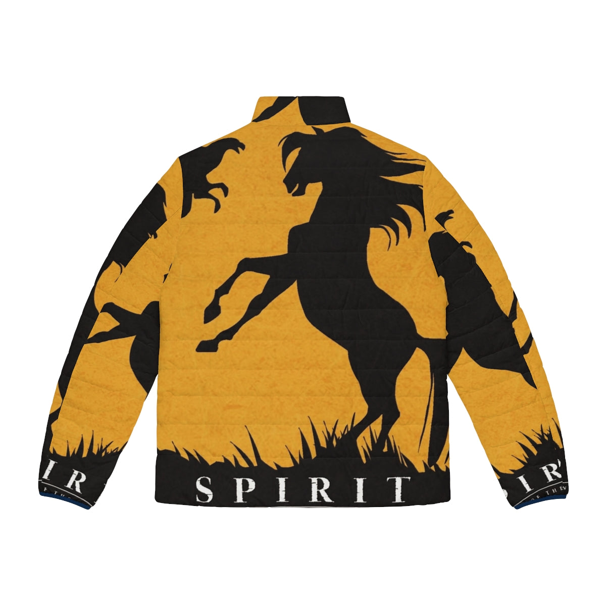 Spirit Stallion of the Cimarron minimalist puffer jacket with horse silhouette design - Back