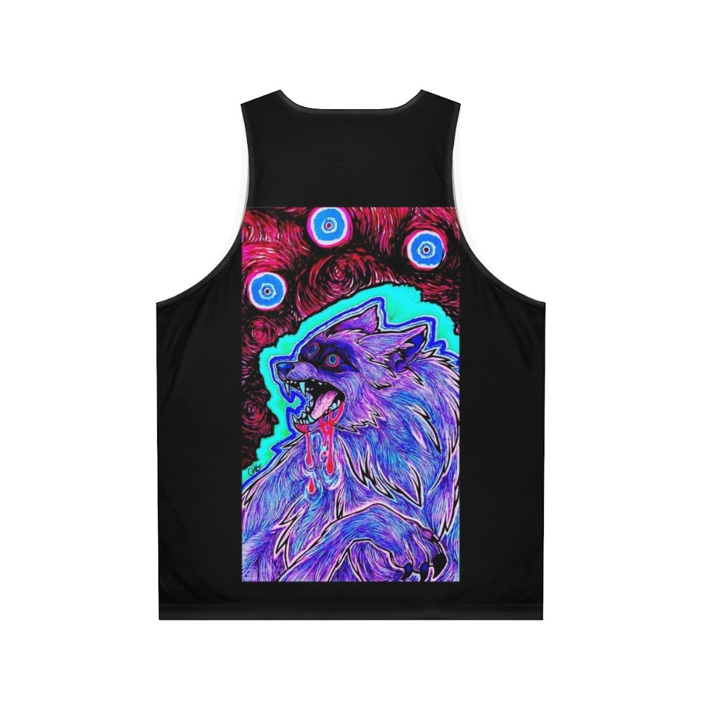 Psychedelic canine design unisex tank top - Back