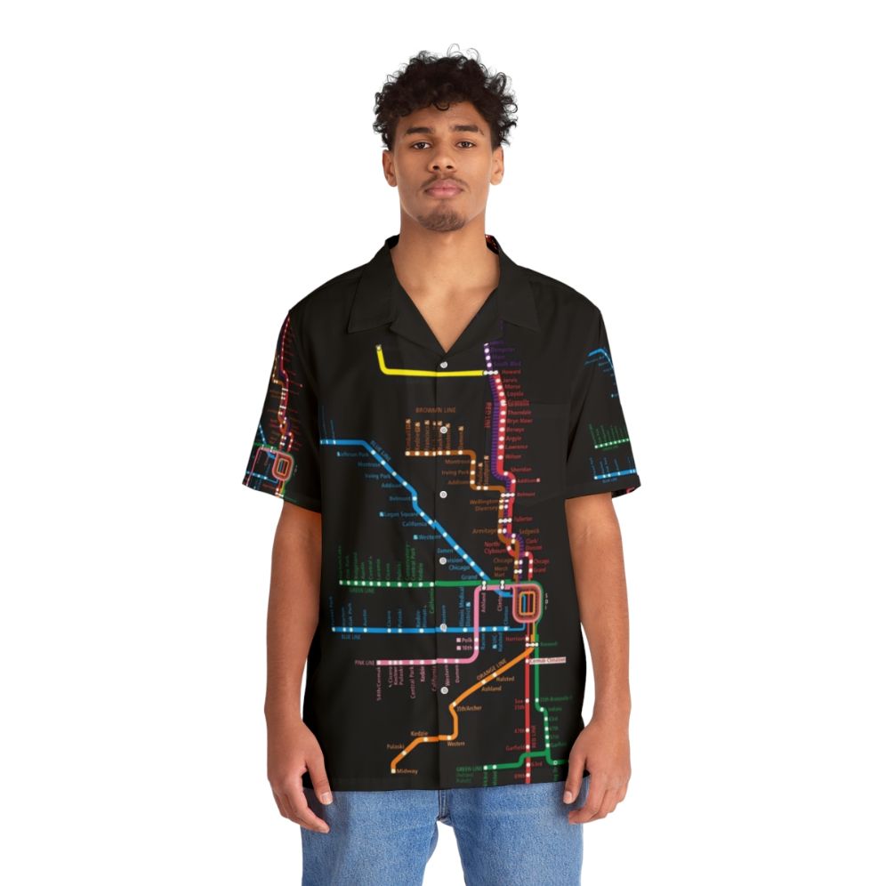 Chicago CTA Trains Map Hawaiian Shirt - People Front