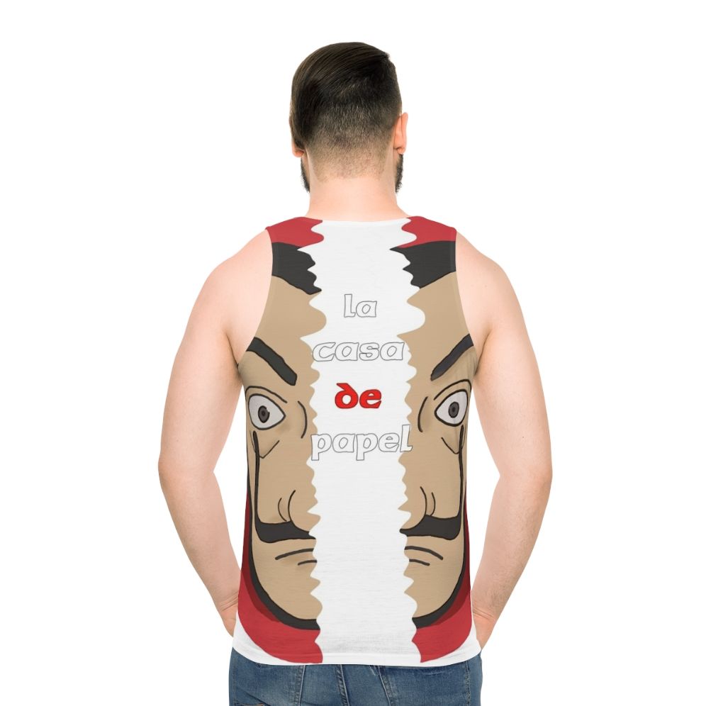 Casa De Papel Unisex Tank Top with Salvador Dali Drawing - men back