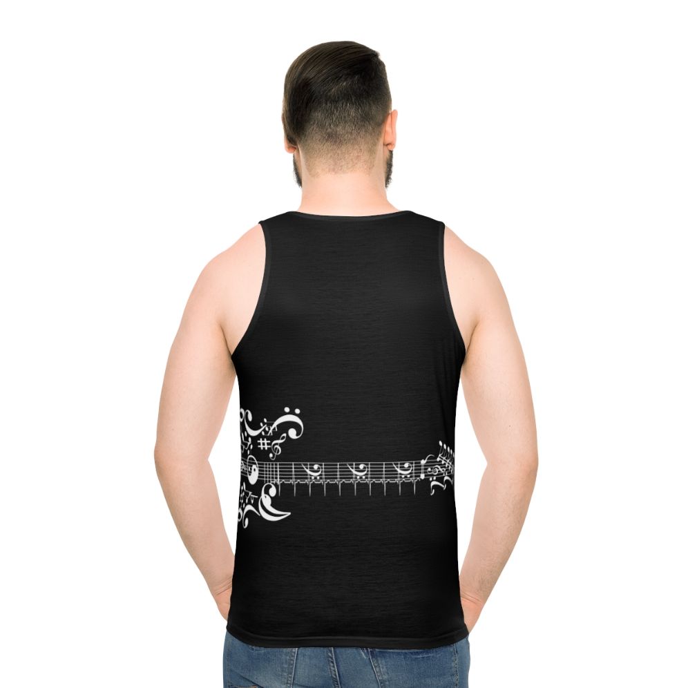 Unisex tank top with electric guitar design for music enthusiasts - men back