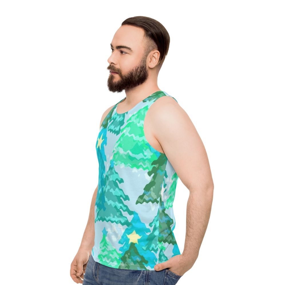 Wintergreen Christmas trees unisex tank top - men side