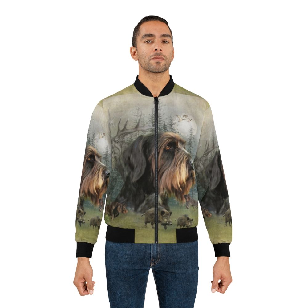 German Wirehaired Pointer Boar Hunting Bomber Jacket - Lifestyle