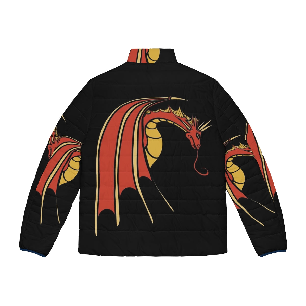 Legendary dragon puffer jacket with fantasy dragon design - Back