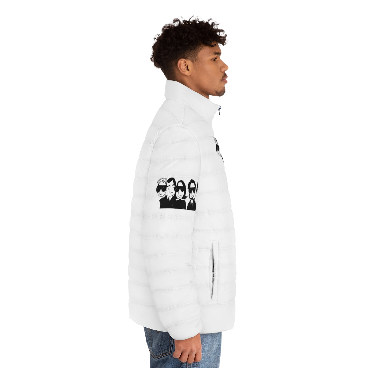 Los Planetas Puffer Jacket featuring the iconic Granada music scene - men side right