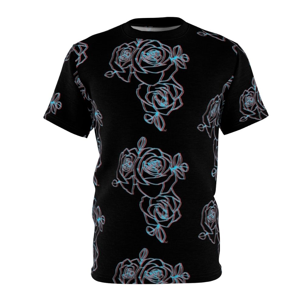 Halsey-inspired all-over-print t-shirt featuring a floral rose design