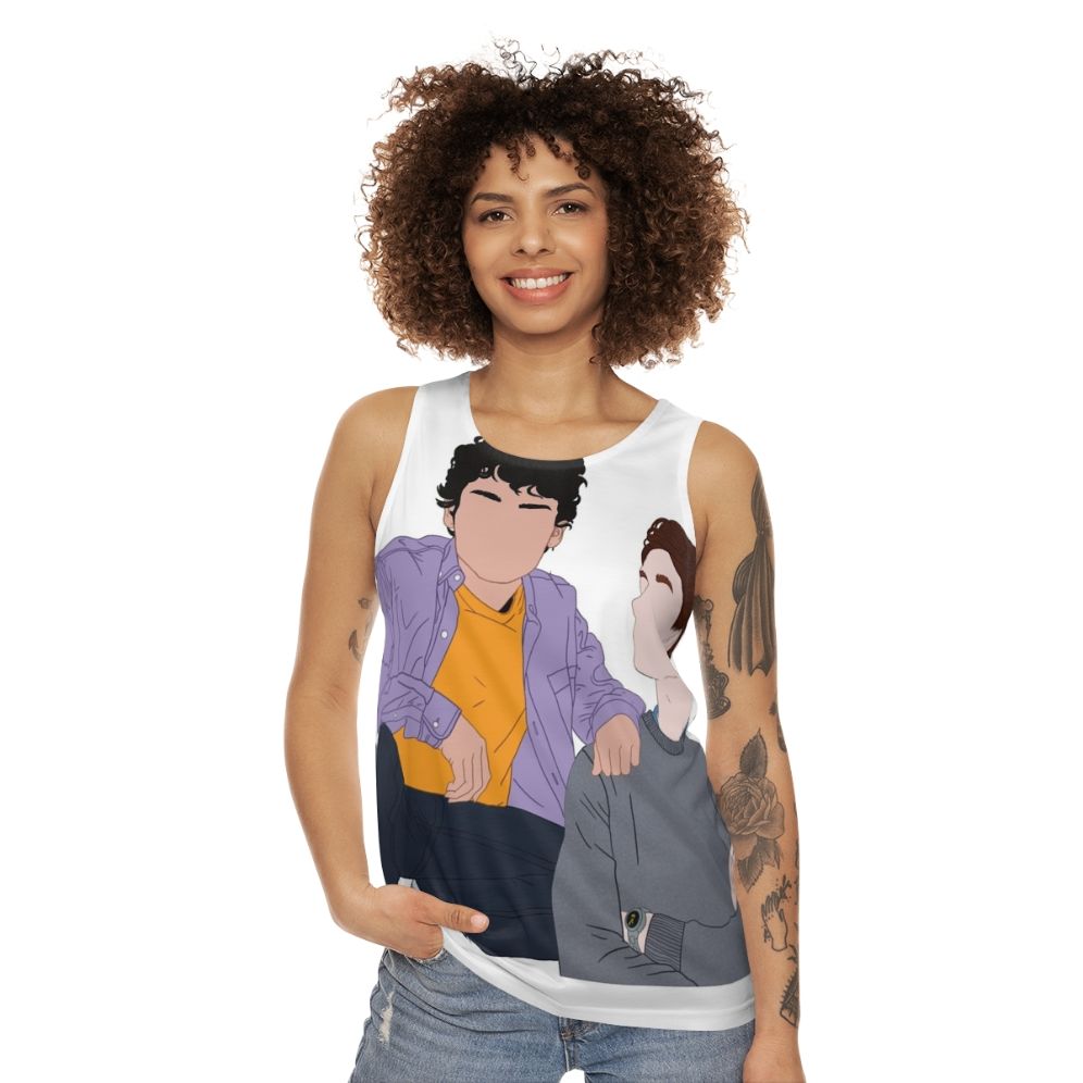 Model wearing Young Royals unisex tank top - women