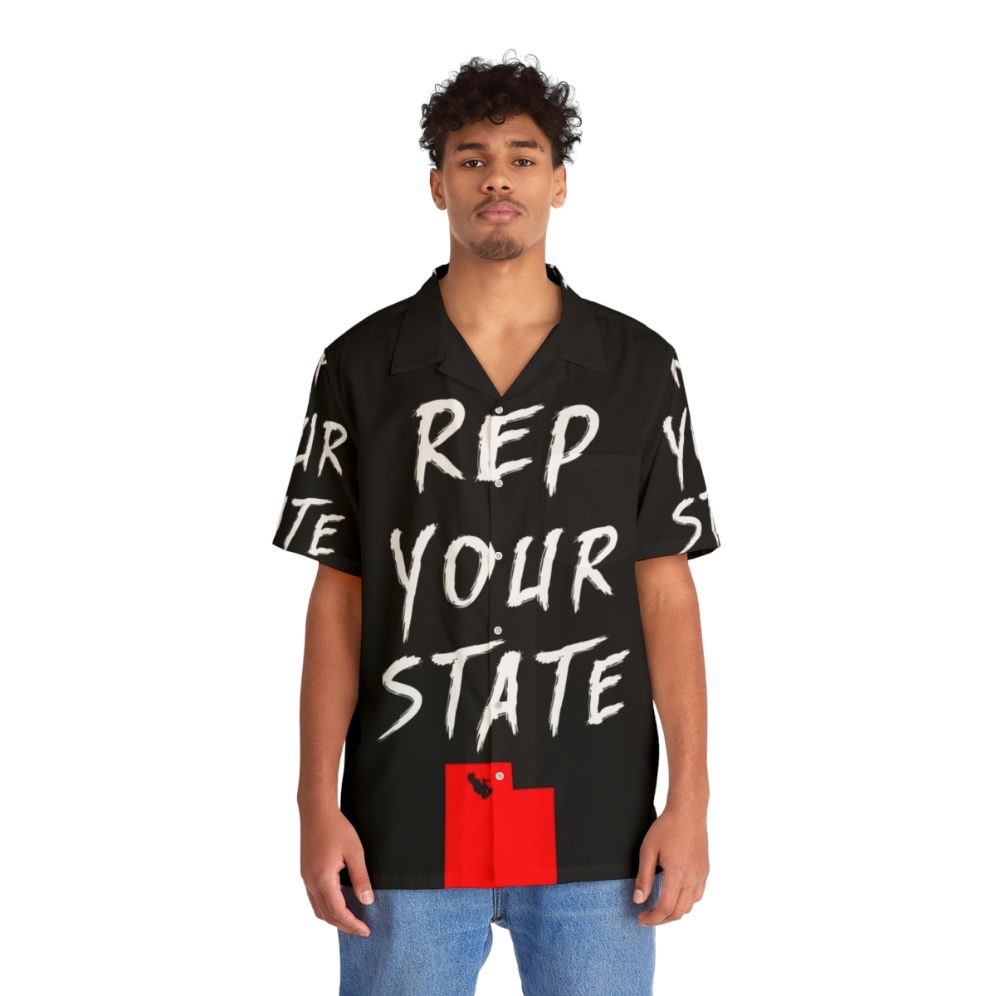 Utah Hawaiian Shirt with State Pride Design - People Front