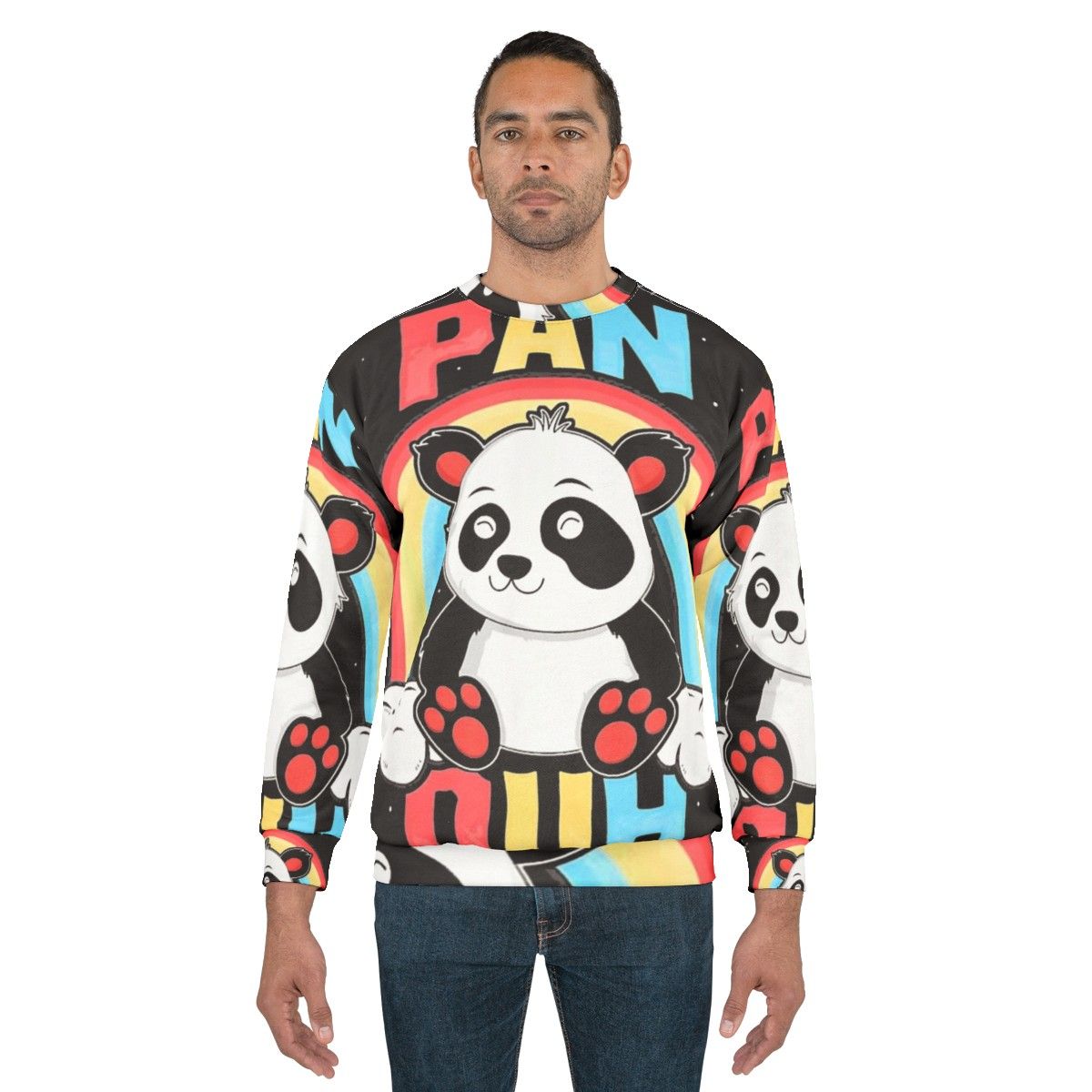 Colorful panda graphic design for LGBT sweatshirt - men