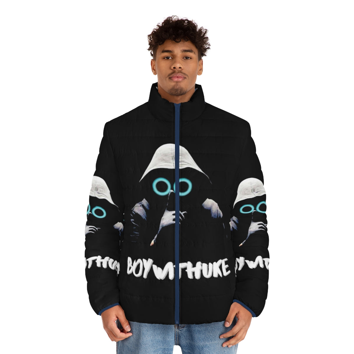 Toxic Boy Puffer Jacket with Boy with Uke Design - men front